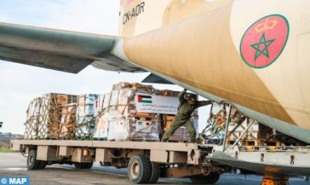  Aide humanitaire aux populations palestiniennes : Décollage de deux avions militaires de la base aérienne de Kénitra vers l’aéroport d’El Arich