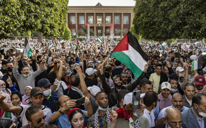  Les Marocains manifestent pour le peuple palestinien