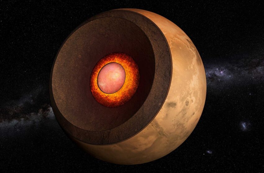  Une nouvelle étude révèle que le noyau de fer liquide de Mars est plus petit et plus dense qu’on ne le pensait auparavant