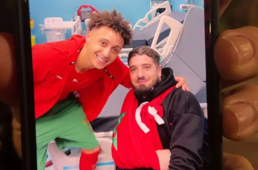  Eliesse Ben Seghir au chevet d’un supporter blessé à l’infirmerie