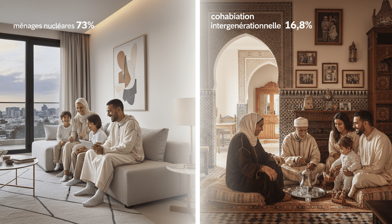 Transformation familiale au Maroc : ménages nucléaires 73%, cohabitation intergénérationnelle 16,8%