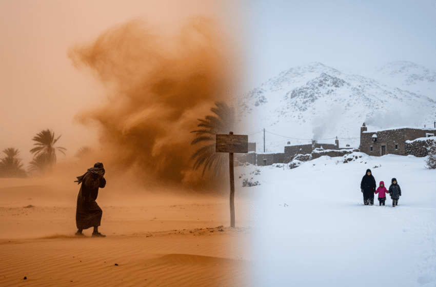  DGM alerte orange: rafales et chasse-sables à Figuig, neige 10–25 cm sur l’Atlas