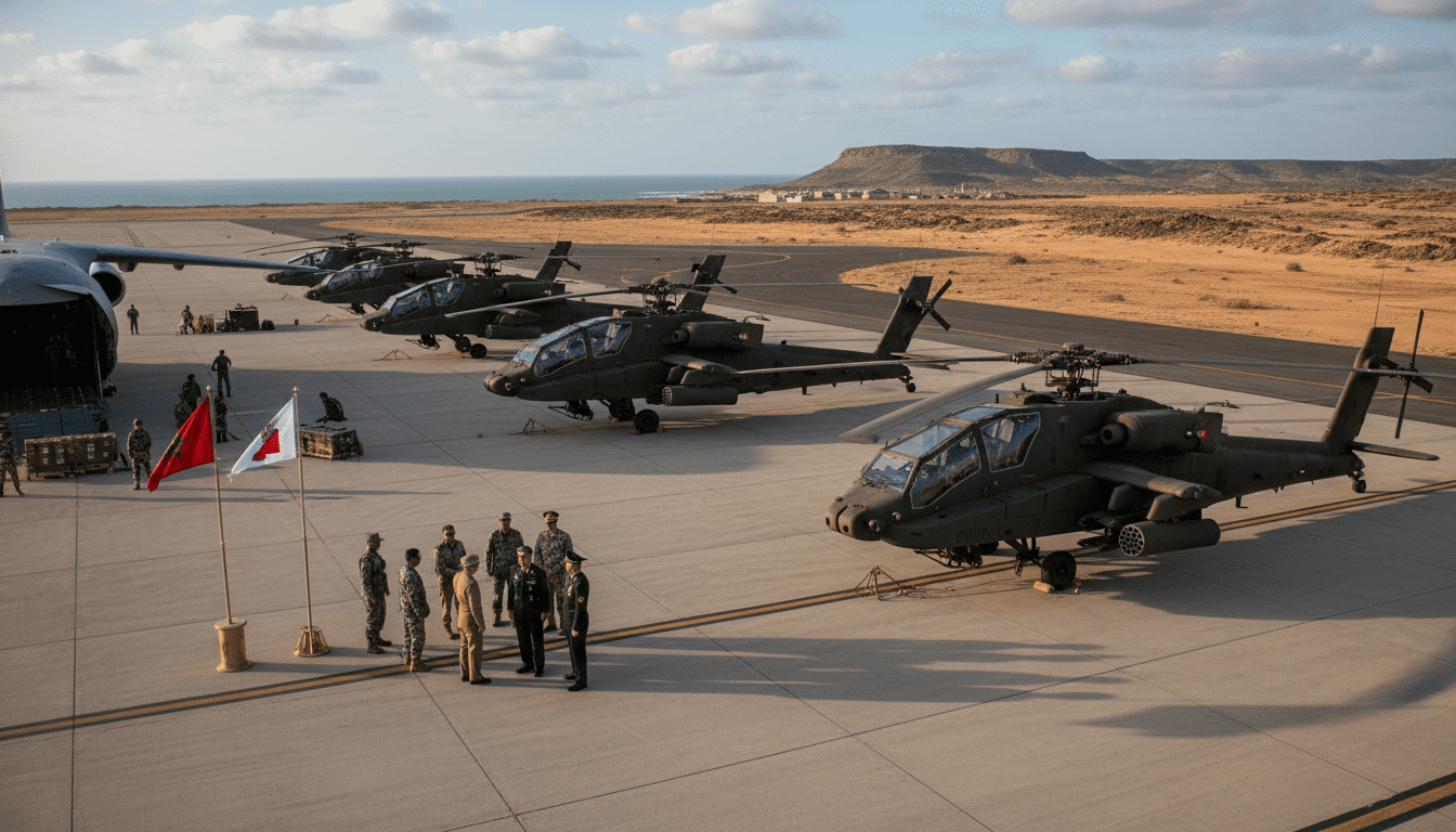 Maroc reçoit le deuxième lot de sept hélicoptères Apache AH-64E à Cap Draa