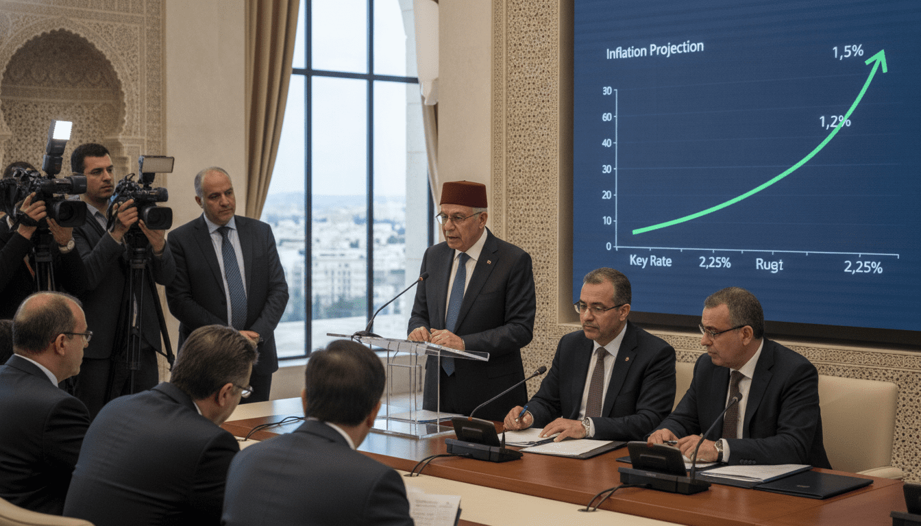 Bank Al‑Maghrib maintient le taux à 2,25% et anticipe inflation 1,5% en 2026