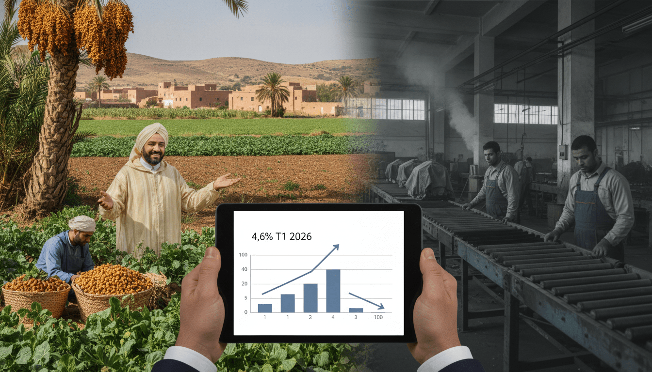 Croissance marocaine 4,6% au T1 2026, agriculture exceptionnelle et industrie affaiblie