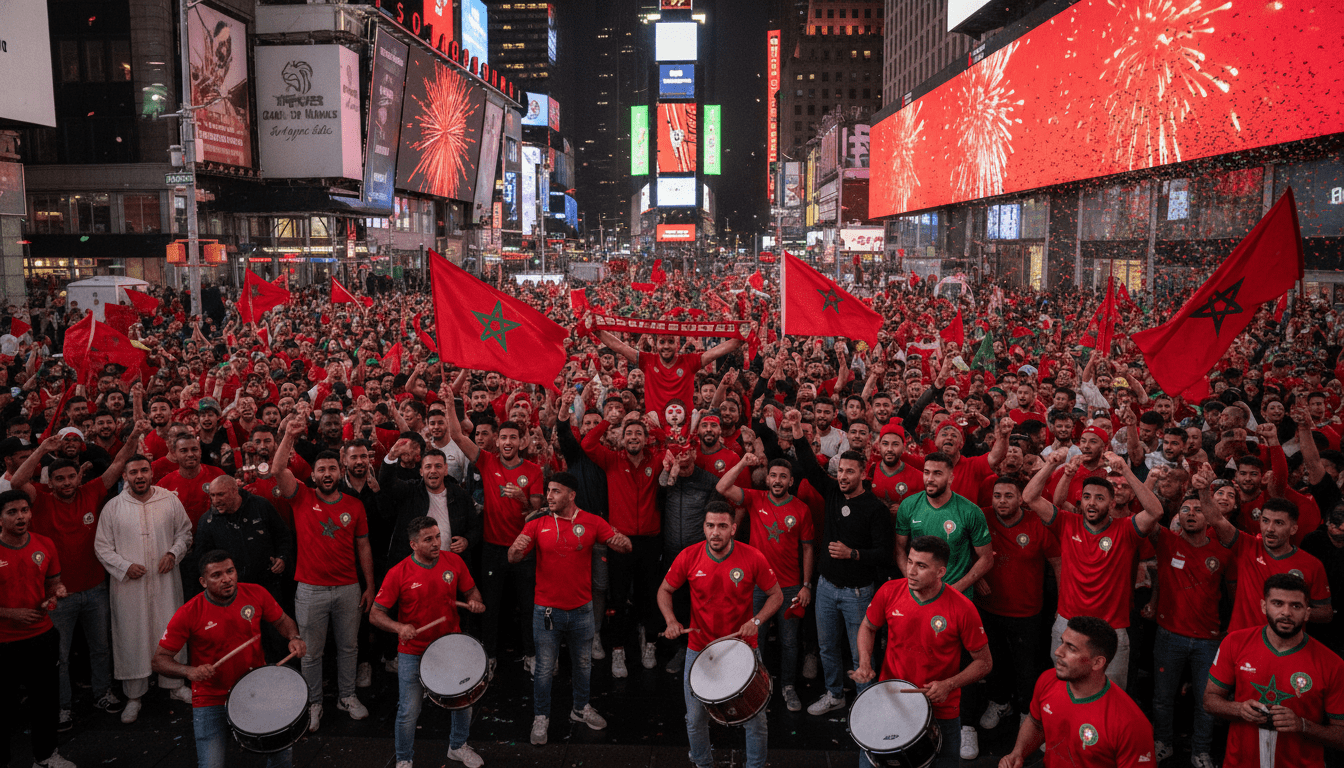 Des milliers de supporters marocains font vibrer Times Square pour les Lions de l'Atlas