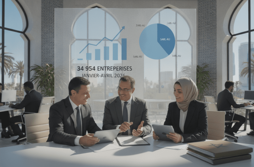 OMPIC: 34 954 entreprises créées au Maroc janvier‑avril 2026, SARL‑AU majoritaire